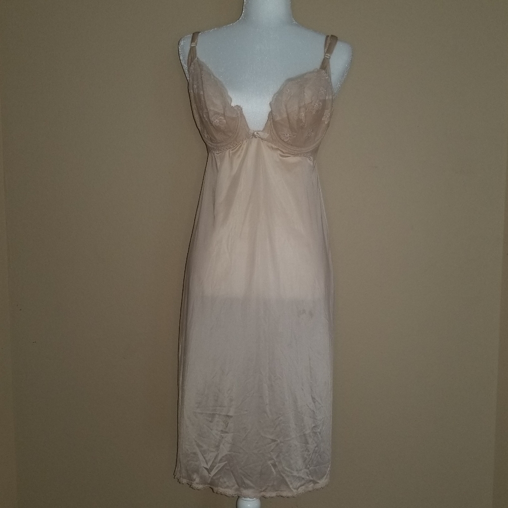 Beige double lined underwire nightgown